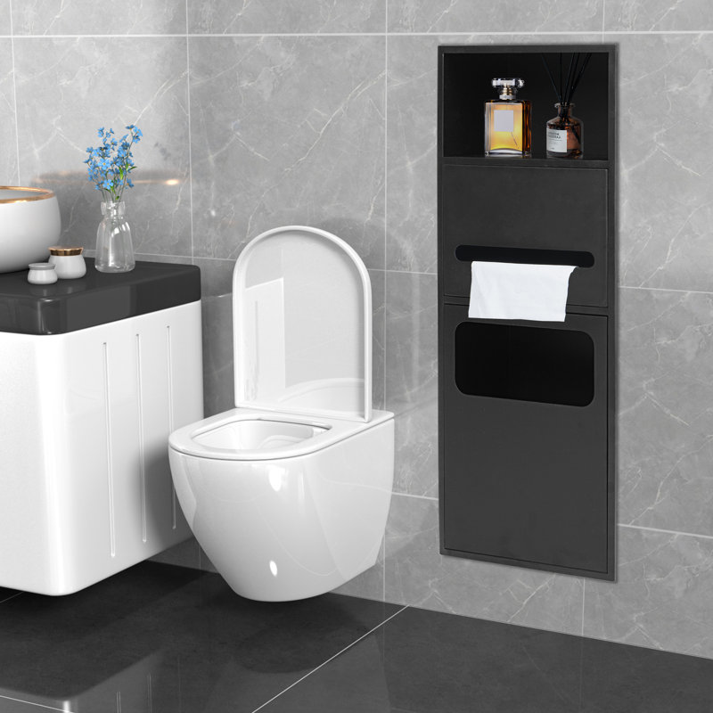 Nisorpa Vertical Stainless Steel Shower Niche with Built-in Trash Can ...